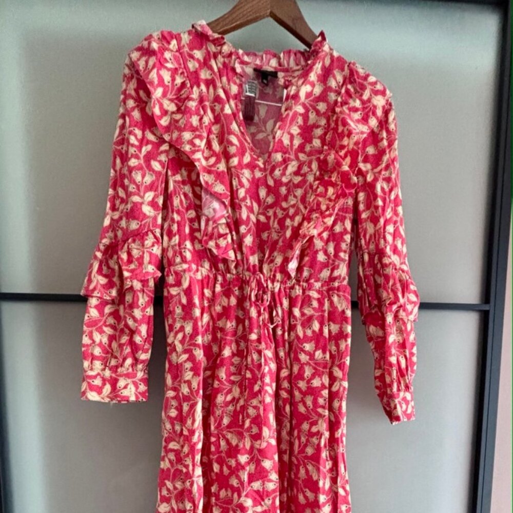 Who What Wear Red Floral Midi/Ankle Dress Sz XS